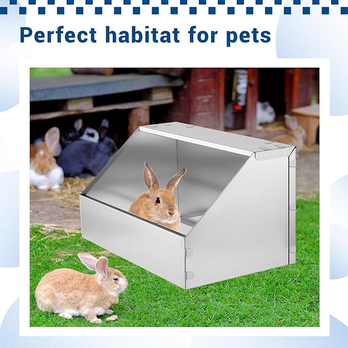 Rabbit Nesting Box,1 Pcs Galvanized Metal Bunny Small Animal Nest with Removable Floor,Hutch Hideout for Breeding,Durable Easy to Clean Rabbitry Supplies for Rabbits Guinea Pig Small Animals