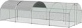 OUYESSIR Outdoor Metal Chicken Coop, Large Walk-in Chicken Run Pen with Waterproof Cover, Rabbit Habitat Dome Roof Poultry Cage for Backyard Farm Use (10'W x 26'L x 6.56'H)