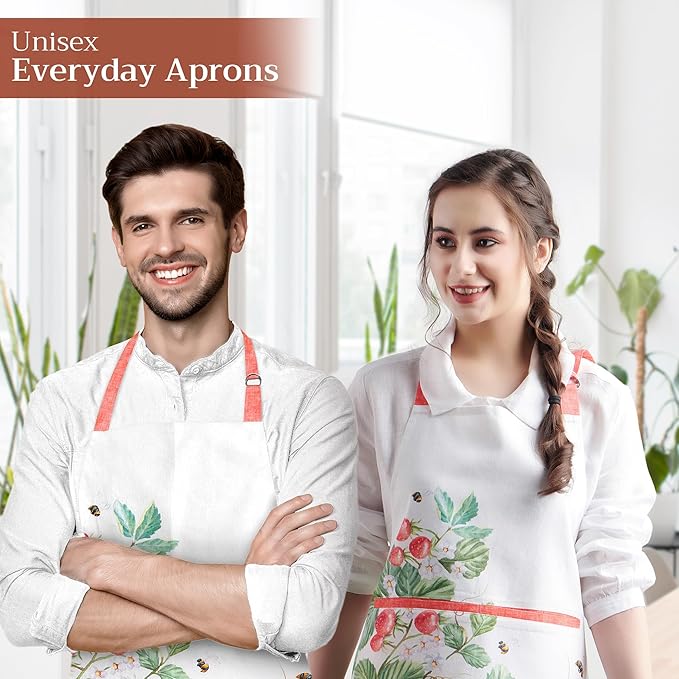 Maison d' Hermine 100% Cotton Apron for women with Pocket Kitchen Chef Apron for Men Cooking Easter Decorations