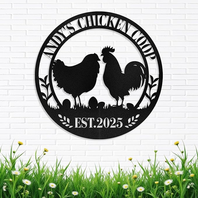 Personalized Chicken Coop Signs, Metal Funny Farm Decor, Chicken Coop Accessories, Metal Outdoor Wall Art, Custom Hen House Sign, Rustic Farmhouse Wall Decor for Farm Yard Garden Color06