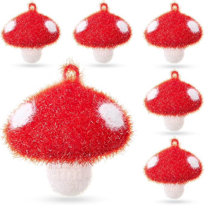Breling 6 Pieces Mushroom Shape Dish Sponge Dual Sided Non Scratch Dish Washing Scrubbers, Reusable Household Cleaning Kitchen Tools for Dishwashing Washing Dishes Cookware