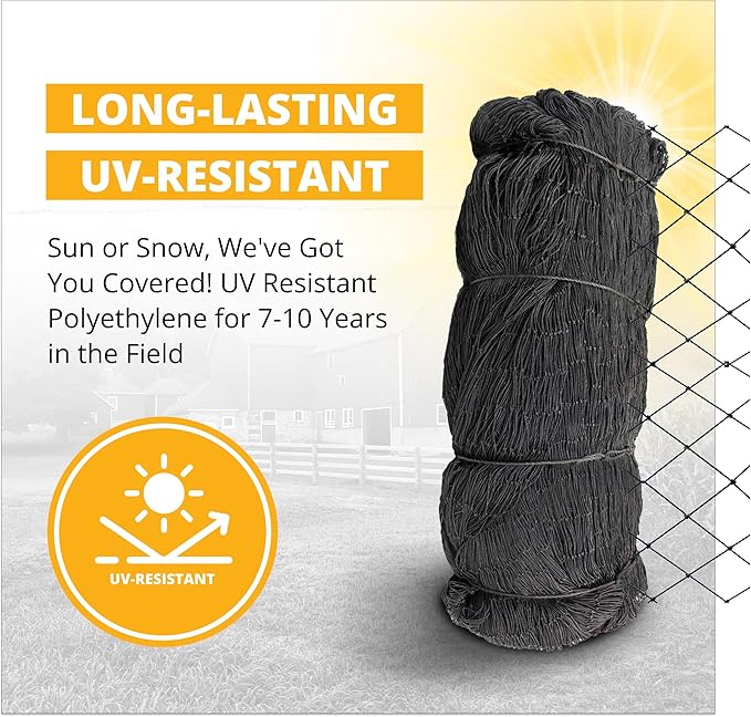 Stromberg’s 2” Mesh Heavy Duty Knotted Aviary Netting, UV Resistant Polyethylene Fiber for Game Birds, Pheasants & Poultry, 85 Lbs Break Strength Durable Against Weather and Predators