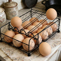 TAIANLE. Wire Egg Basket For Gathering Fresh Eggs with Rolling Tray 2 Tier, Farmhouse Metal Egg Holder Container Countertop, Rustic Display Tray