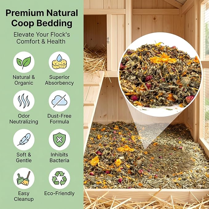 Sukh Nesting Herbs - Premium Nesting Herbs,Chicken Flower,Poultry Herb Blend,Hemp Bedding for Chickens and Ducks,Chicken Supplies(10oz)