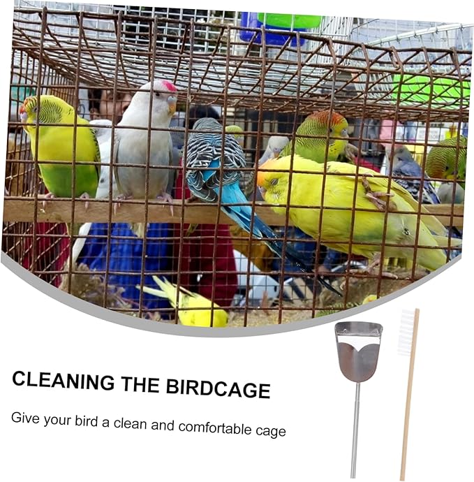 2pcs Pet Bird Cage Cleaning Tool Set Brush Shovel for Parrot Cage Maintenance Efficient Cleaning Supplies for Bird Habitats