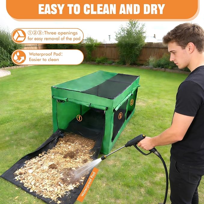 Brooder Box for Chicks, Chicken Run Large Chick Starter Kit Portable Brooding Pen with Breathable Mesh & Waterproof Pad Outdoor Indoor Small Animal Enclosures for Chicken Duck Quail (Large)