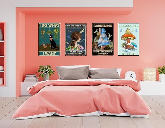 Cat Signs Gifts, I Do What I Want Cat Wall Art, 12x8 Inches, Tuxedo Cat Decor for Bedroom Garden Funny Cat Gifts