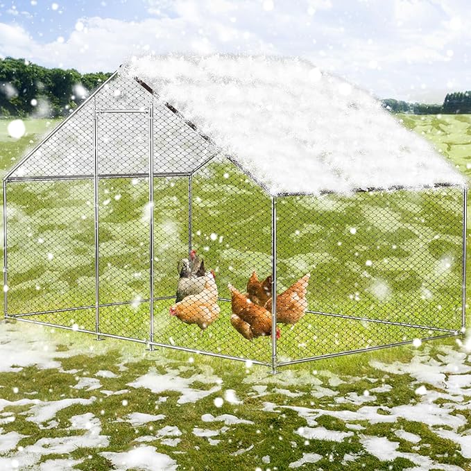 2 PCS 6.6x13 Ft Chicken Coop Covers with 10 Pcs Ball Bungees Cords Transparent Waterproof Material Protection from Sun Rain Snow and Low Temperature