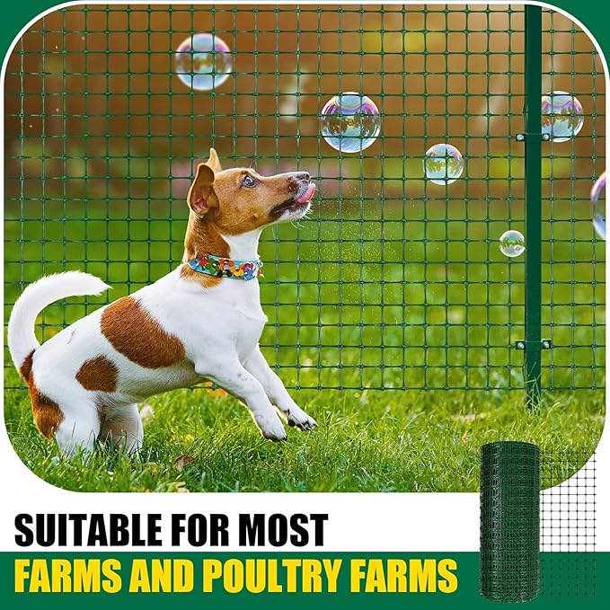 Preboun 4 x 164 ft Plastic Mesh Fence Plastic Safety Fence Roll Reusable Animal Construction Barrier Netting Temporary Pool Fencing Snow Fences for Construction Animal Garden Fencing(Green)