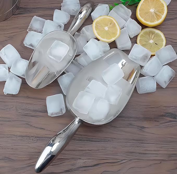 Ice Cube Scoop for Freezer Stainless Steel Ice Scoops Shovel for Ice Maker Coffee Bean Food Candy Flour Popcorn,6OZ Small Kitchen Utility Scoops with Good Grip Handle for Bar Outdoor Party