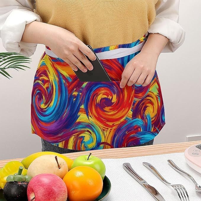 Half Apron with 3 Pockets Chef Cooking Kitchen Restaurant Aprons for Women Men