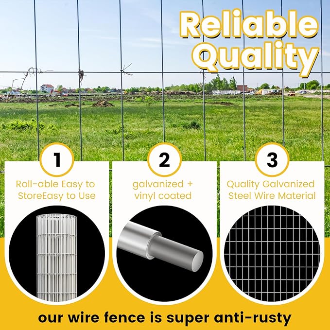 Welded Wire Fence, 5Ft x 50Ft 15Ga Chicken Wire Fencing, Garden Border Fencing Roll Metal Wire Mesh for Yard Vegetable Plant Protection Poultry Netting