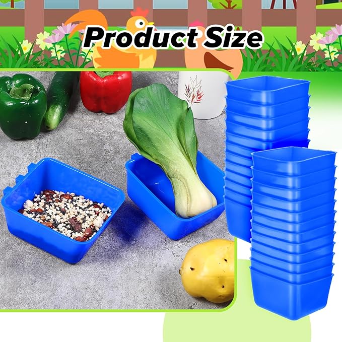 20 Pcs Cage Cups Chicken Feeder Waterer, 16 oz, Hanging Bunny Cage Feeder, Chicken Water Bowl for Pet Parrot, Rooster, Parakeet, Gamefowl, Poultry, Pigeon Wire Cage