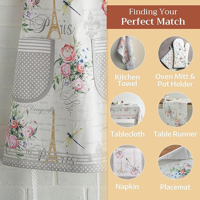 Maison d' Hermine 100% Cotton Apron for women with Pocket Kitchen Chef Apron for Men Cooking Easter Decorations