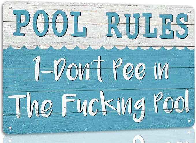 Pool Rules Metal Sign Don't Pee in the Pool Vintage Swimming Pool Tin Sign Outdoor Swimming Pool Decorations Farmhouse Home Patio Pool Decor 8x12 Inch