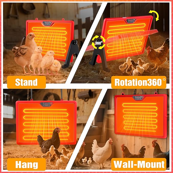 Chicken Coop Heater, Chicken Heater for Chicken Coop Accessories, Double Sided Brooder Plate for Chicks Timers and Thermostat, Chicken Heater for Coop, Chick Brooder Heating Plate UL-Compliant