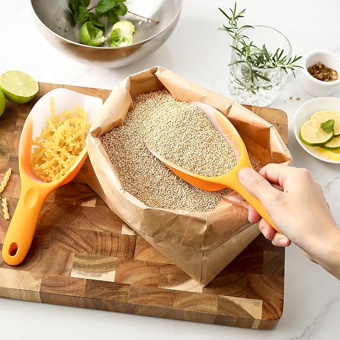 Spring Chef Magnetic Ice Scoop for Ice Machine - BPA-Free Flexi-Plastic Food Scooper with Soft Grip Handle - Kitchen Scoop for Popcorn, Pet Food, Flour, Grains - Dishwasher Safe Scooper - Mango