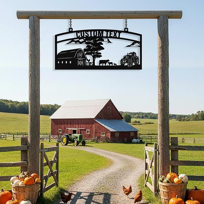Personalized Metal Farm Signs, Custom Ranch Sign, Customized Farm Metal Signs Outdoor, Custom Large Hanging Family Name Sign for Farms, Ranch, Barn, Farmhouse