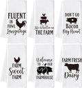 GROBRO7 Farm Animals Hand Towel - 6Pcs Sweet Farm Chicken Cow Pig Pattern Rustic Kitchen Dishcloths Set Polyester Soft Towels for Farmhouse Home Bathroom Dining Decor Housewarming Gifts