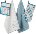 DII Home Sweet Farmhouse Kitchen Collection, Potholder/Oven Mitt/Dishtowel Set, Barn Red, 4 Count