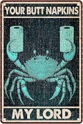 Funny Crab Bathroom Sign Crab Posters Your Butt Napkins My Lord Vintage Signs Man Cave Decorations Bathroom Wall Art Metal Decor 8X12Inch