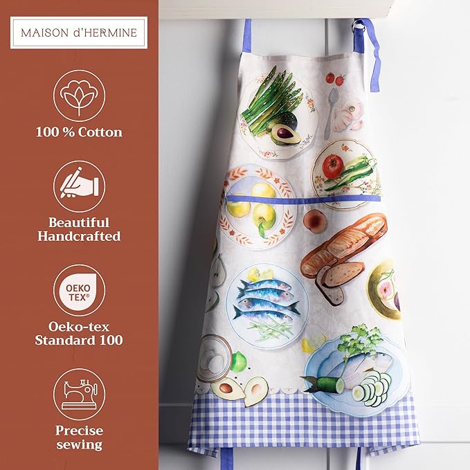 Maison d' Hermine 100% Cotton Apron for women with Pocket Kitchen Chef Apron for Men Cooking Easter Decorations