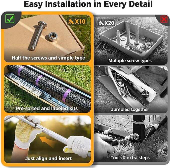 Metal Chicken Coop with Run, 9.8x6.6x6.6ft Walk-in Chicken Run for Yard with Cover, Upgrade Double Lock & Rust-Proof Mesh, Stainless Steel Ties, Easy Assembly, Chicken Pen for Ducks, Rabbits