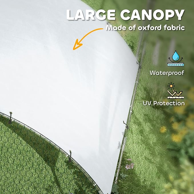 PawHut Large Chicken Coop Metal Chicken Run w/Waterproof and Anti-UV Cover, 2 Lockable Doors, Dome Shaped Walk in Hen House for 30-40 Hens, Ducks, Poultry, Outdoor Yard Farm Use, 9.2' x 31.2' x 6.5'