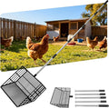 EXPAWLORER Large Chicken Poop Scooper, Adjustable Pet Coop Rake with Stainless Steel Long Handle, Heavy Duty Litter Sifting Sand Sifter Shovel Cleaning Tool Cat Chicken Coop Accessories (22"-68")