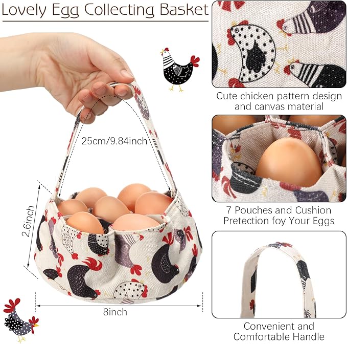 3 Pcs Egg Apron for Collecting Fresh Eggs Gathering Basket for Kids Adult 12 Pockets and Child 3 Pockets