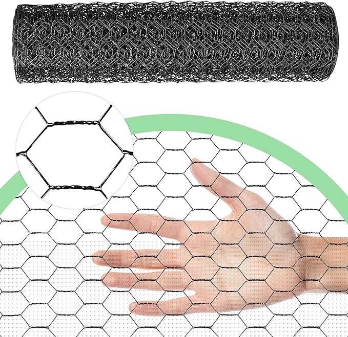 Chicken Wire 15.7 in x 393.7 in Poultry Wire Netting Hexagonal Galvanized Mesh Garden Fence Barrier for Pet Rabbit Chicken Fencing with 100 Pcs Cable Zip Ties(PVC-Coated)