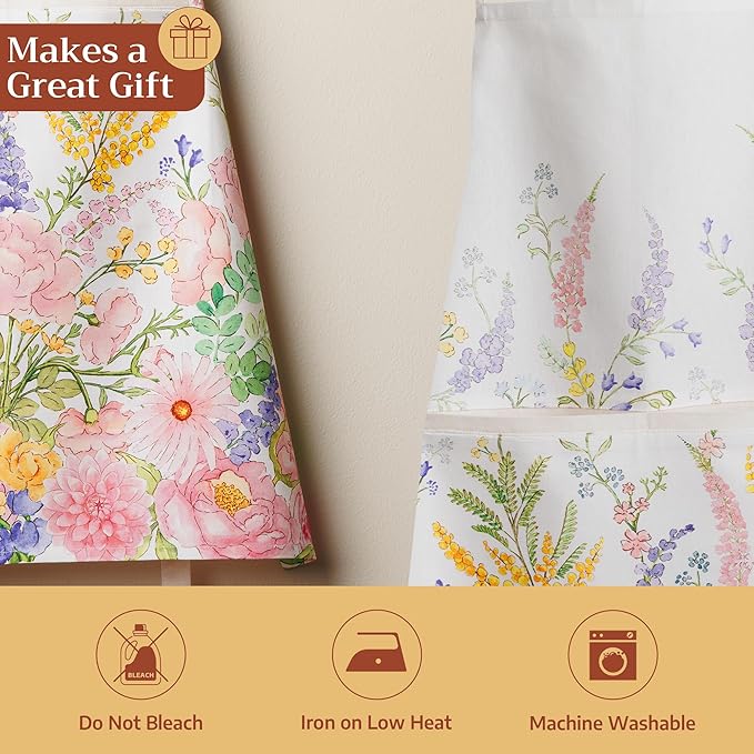 Maison d' Hermine 100% Cotton Apron for women with Pocket Kitchen Chef Apron for Men Cooking Easter Decorations