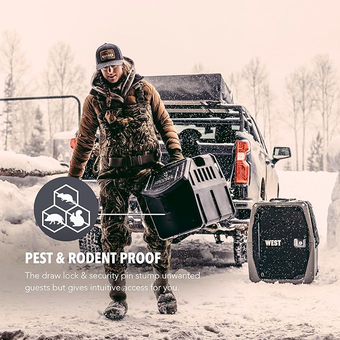 GUNNER 50 lbs Dog Food Storage Container - Waterproof & Airtight Pet Food Bin - Multi-Purpose Container for Dry Food, Corn, Chicken Feed, Treats, Bird Seed, & More - Black