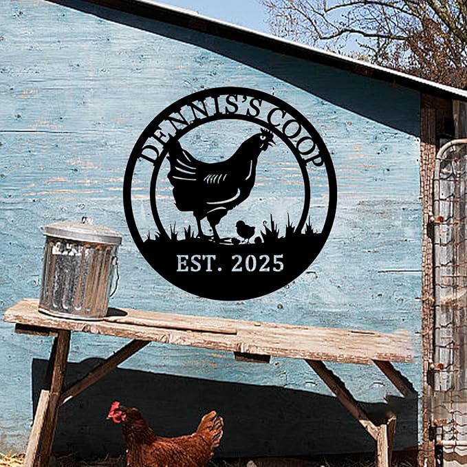 Custom Chicken Coop Metal Sign,Personalized Hen House Farm Sign Backyard Chicken Decor,Rustic Farmhouse Gifts for Chicken Lovers Farm Gifts