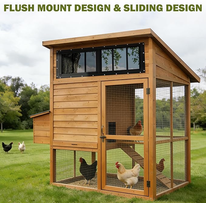 2 Pack Shed Windows, 12"x 35" Black Sliding Window Suitable for Chicken Coop, shed, Household, Barn - Transom Window with Tempered Glass and Fiberglass Screen (BK,12''x 35'')