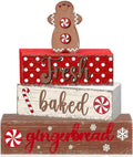 Geelin 4 Pcs Wooden Christmas Tabletop Decor Gingerbread Man Tiered Tray Decor Christmas Centerpiece Rustic Decorative Block Signs Gift Farmhouse Table Decoration for Home Kitchen
