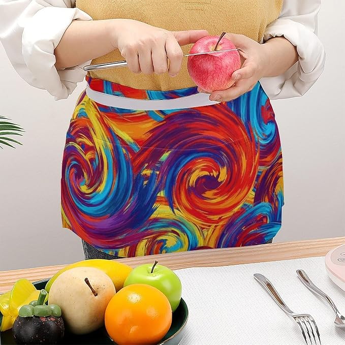 Half Apron with 3 Pockets Chef Cooking Kitchen Restaurant Aprons for Women Men