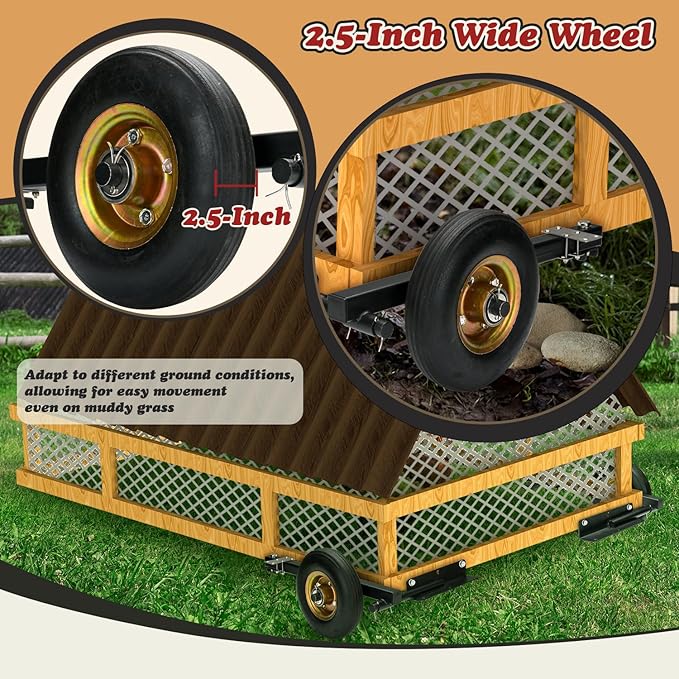 TOPOWN Chicken Tractor Wheels Lift Kit Set of 2, Heavy Duty Chicken Coop Wheel Lift Kit, Chicken Run Wheel System Weatherproof, Enhancement of Safety and Durability
