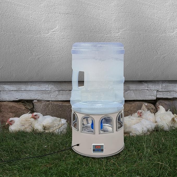 Chicken Water Heater, Heated Chicken Waterer with 5 Gallon Bucket & LED Display Screen, Adjustable Temperature Winter Heated Water Bowl for Poultry & Birds Chickens, Ducks, Pigeons Etc