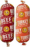 Happy Howie's Soft Meat Roll Treat - Dog Food Rolls, High Protein, Natural Ingredients, for All Dogs, Made in USA - Beef, Turkey 12 Oz (Pack of 2)