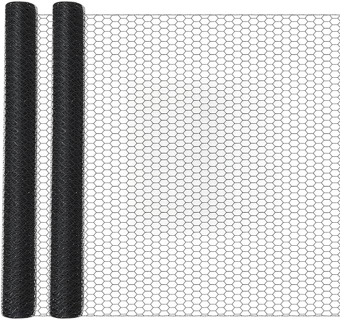 36 in x 200 ft Chicken Wire Fencing Metal Floral Chicken Wire Mesh for Crafts Poultry Garden, 1 Inch Hexagonal Galvanized Hardware Netting for Poultry Coop Barrier Rabbit Cage (Black)