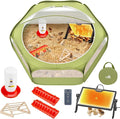 Pawaboo 6-in-1 Chicken Brooder Box for Chick Starter Kit, Includes Pet Cage Tent, Brooders Heating Plate, Chicks Perch, Feeder and 1.1L Chick Waterer, Chicks Supplies (Brooder Set)
