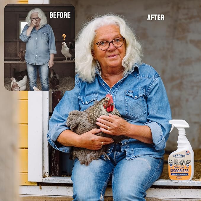 Hatortempt Chicken Coop Deodorizer & Cleaner Spray - 32 Oz, Unscented - Ammonia Control Odor Eliminator & Coop Refresher for Chickens