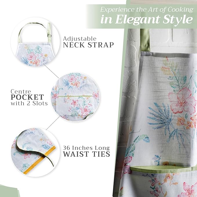 Maison d' Hermine 100% Cotton Apron for women with Pocket Kitchen Chef Apron for Men Cooking Easter Decorations