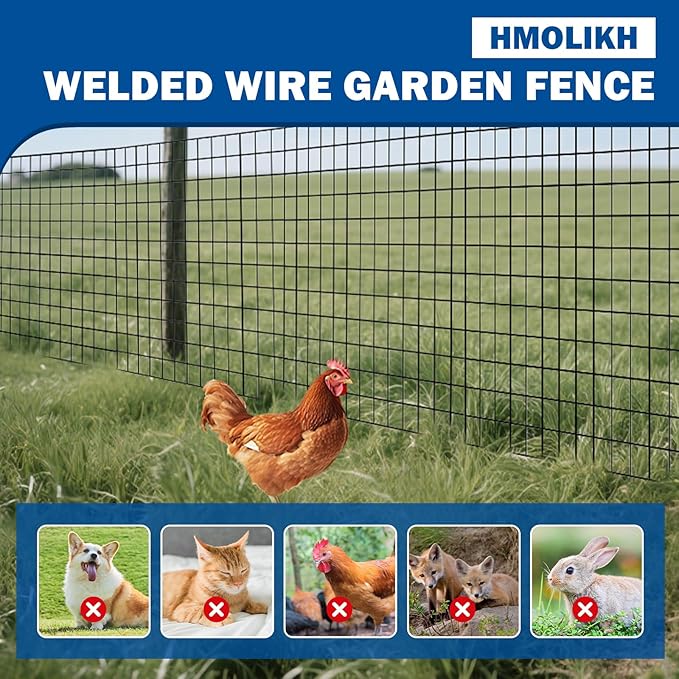 PVC Coated Wire Mesh Fence, Heavy-Duty Black Welded Wire Fencing (2×3 Inch Mesh, 36"×50' 16Gauge) Ideal for Garden, Pet Enclosure & Property Boundaries
