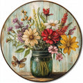 Round Tin Sign Dragonfly Farm Fresh Flowers Metal Sign for Home Farm House Rustic Garden Yard Vintage Outdoor Outside Porch Wreath Wall Funny Decor 8 Inch