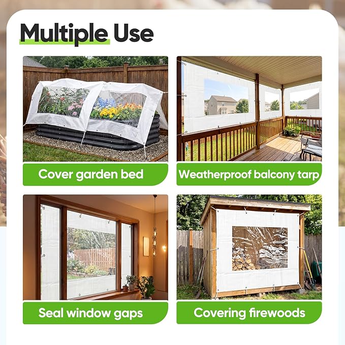 Quictent 6.6x4 FT Chicken Coop Cover Heavy Duty Winter Wrap with Window, Waterproof Chicken Run Tarp, Windproof Insulation Shield, 20 Ball Bungees (Side Panels, 2 Packs)