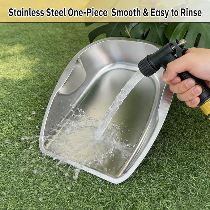 Transfer-Focused Chicken Poop Scooper for Coop, Multi-Purpose Stainless Steel Hand Scoop for Transferring Manure, Chicken Sand, Litter, Bedding, Trash & Chicken Feed, Essential Coop Supplies
