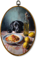zewepri Funny Dog Canvas Wall Art, Black Lab Artwork on High-Density Canvas with Pre-Installed Hook, 8.6 x 11.4 Inch Wall Decor for Kitchen, Bedroom, Living Room, Study, Dog Lover Gift