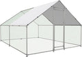 Large Metal Chicken Coop Walk-in Poultry Cage with Water-Resident and Anti-UV Cover Duck Rabbit Cat House Outdoor Chicken Run Pen with Spire Shaped Cage